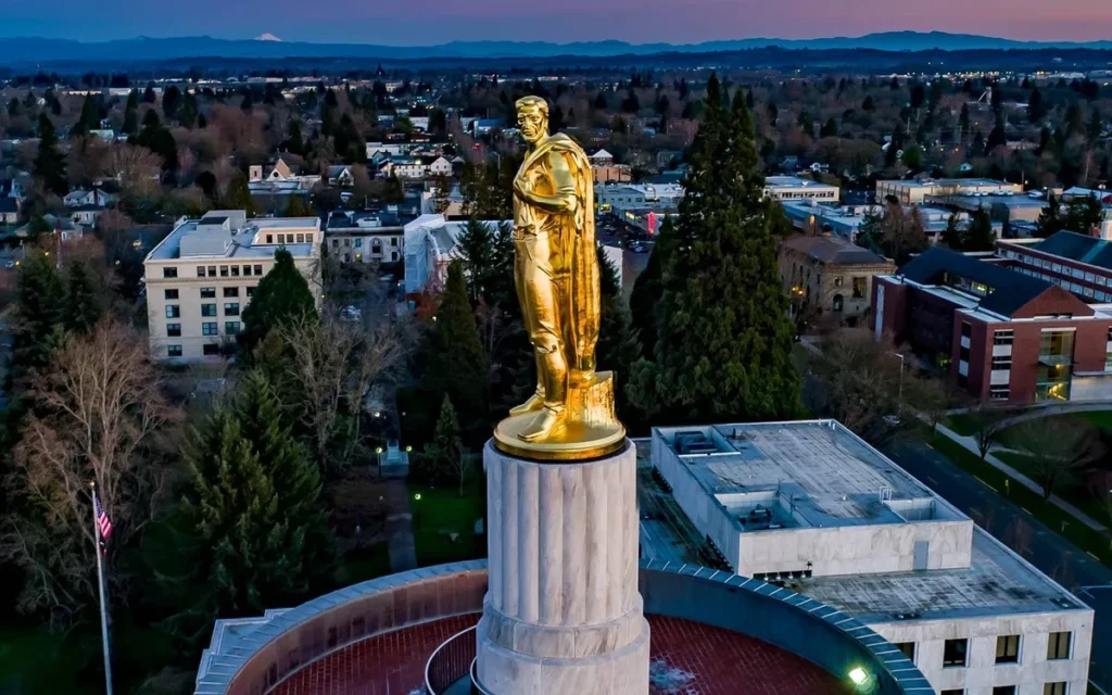 The statue atop the Oregon State Capitol